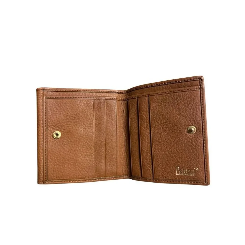 Peruzzi Unisex Brown Bifold Wallet Genuine Leather Credit Card Slots